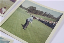 Five (5) Original Photos of 1966 Masters - Nicklaus, Palmer, Sanders, Finsterwald, & Hole #16