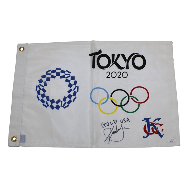 Xander Schauffele Signed Replica 2020 Olympics Flag with Gold USA Inscription JSA #SS57786