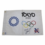 Xander Schauffele Signed Replica 2020 Olympics Flag with Gold USA Inscription JSA #SS57786