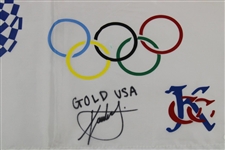 Xander Schauffele Signed Replica 2020 Olympics Flag with 'Gold USA' Inscription JSA #SS57786