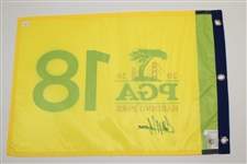 Colin Morikawa Signed 2020 PGA at Harding Park Yellow Flag with Trophy Photo JSA #WIT19994
