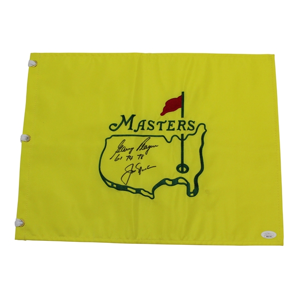 Jack Nicklaus & Gary Player (Dates Won) Signed Masters Undated Flag JSA #BB22746