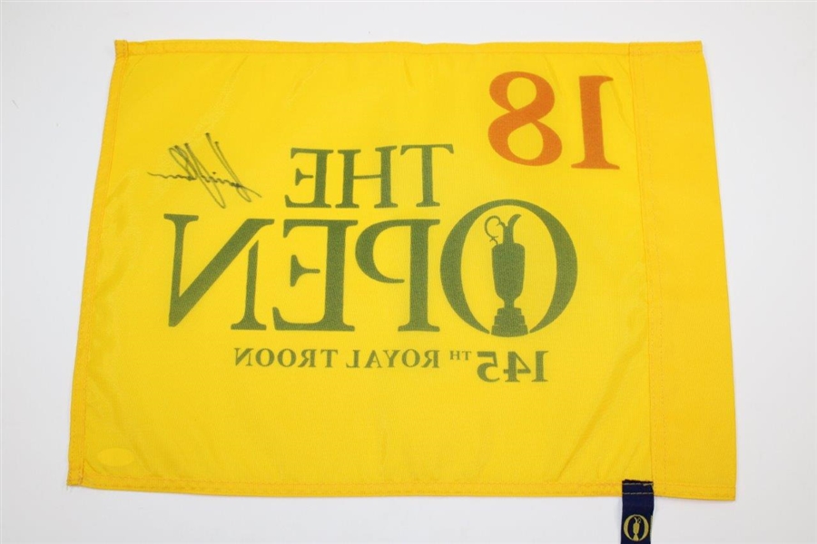Henrick Stenson Signed 2016 OPEN at Royal Troon Yellow Screen Flag JSA #MM58963
