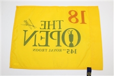 Henrick Stenson Signed 2016 OPEN at Royal Troon Yellow Screen Flag JSA #MM58963