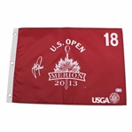 Justin Rose Signed 2013 US Open at Merion Red Screen Flag -Signed in Silver BECKETT #BB88011