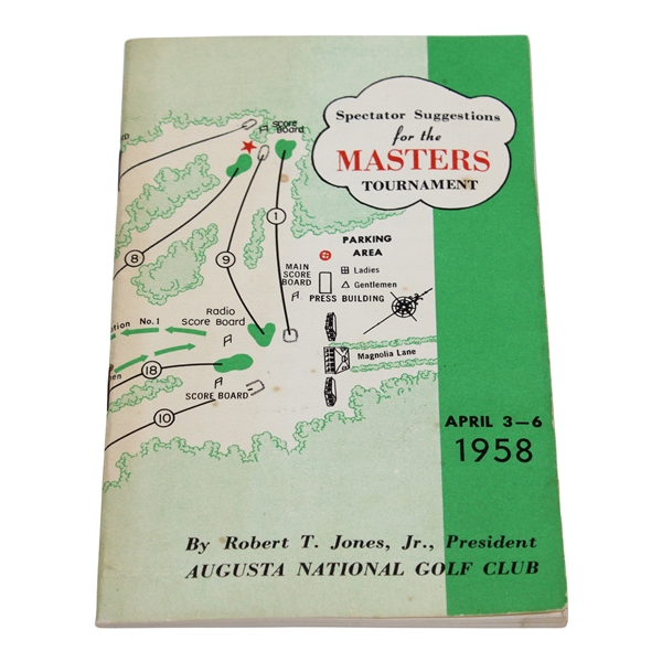 1958 Augusta National Golf Club Tournament Spectator Guide - Palmers First Masters Win