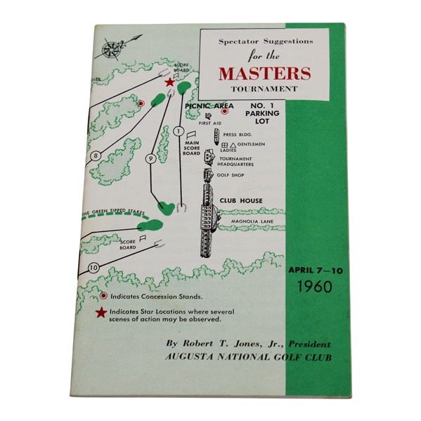 1960 Augusta National Golf Club Tournament Spectator Guide - Palmers Second Masters Win