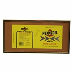 Arnold Palmer Signed Pennzoil Motor Oil Sample Oil Can artwork - Framed JSA ALOA