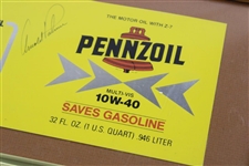 Arnold Palmer Signed Pennzoil Motor Oil Sample Oil Can artwork - Framed JSA ALOA