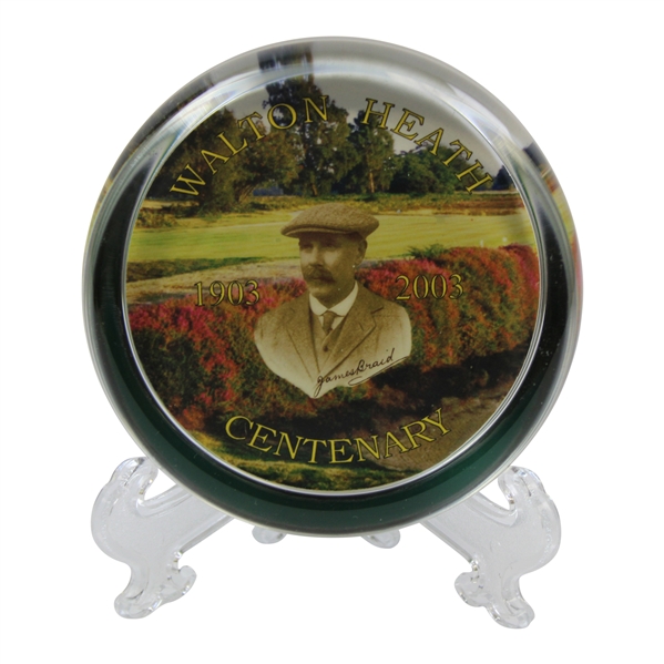 1903-2003 Walton Heath Centenary Glass Weight with James Braid Photo