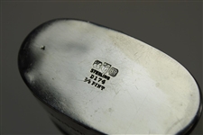 1901 Saegkill GC Won by P.B. Rossire Sterling Silver, Glass & Leather Sheath Flask w/Enameled Golfer