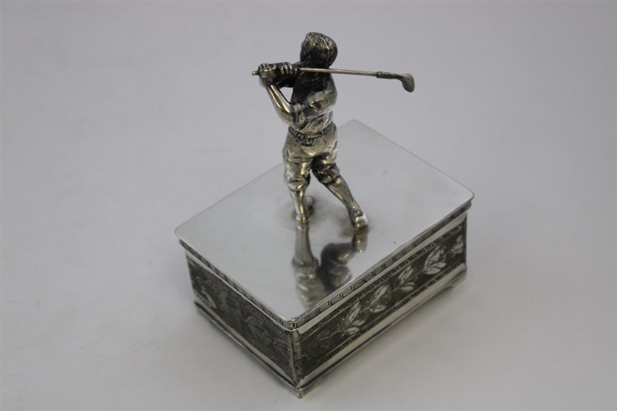 Vintage Wallace Bros Silver Co. Post-Swing Golfer Jewelry/Keepsake Box