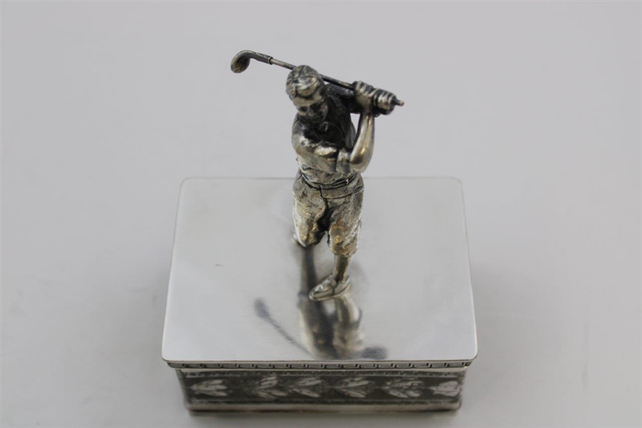 Vintage Wallace Bros Silver Co. Post-Swing Golfer Jewelry/Keepsake Box