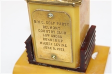 1953 Belmont Country Club B.M.C. Golf Party Low Gross Runner-Up Trophy Won by Mickey Levine