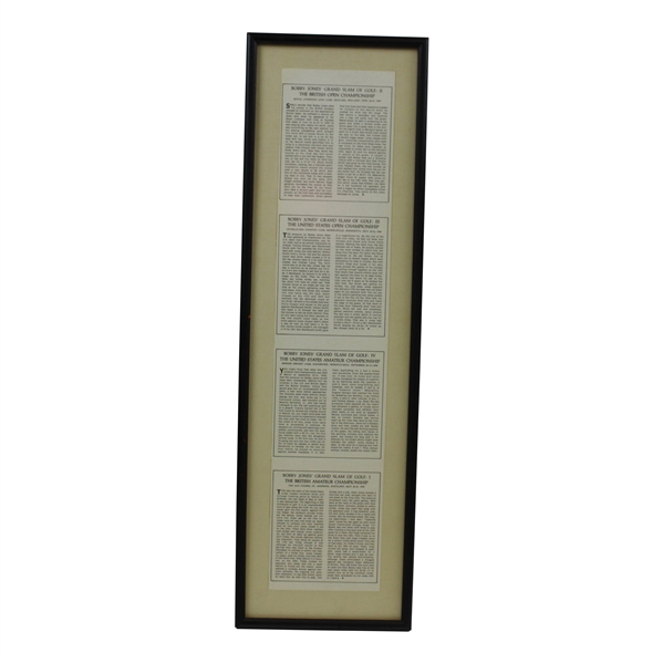 Bobby Jones Grand Slam of Golf - Tournament Synopses Framed Presentation