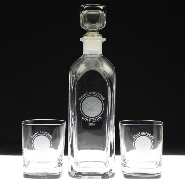 The Saint Andrews Golf Club 1888 Glass Decanter with Two (2) Logo Glasses
