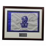 Jack Nicklaus & Gary Player Signed Lion & Crown Invitational Embroidered Flag - 2005 Framed JSA ALOA