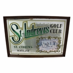 St. Andrews Golf Club - Scotland - Large Bar Mirror with Golfer Scene - Framed