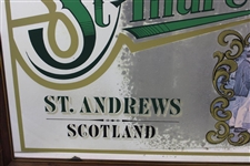 St. Andrews Golf Club - Scotland - Large Bar Mirror with Golfer Scene - Framed