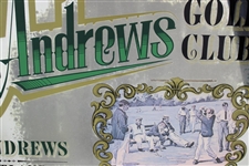 St. Andrews Golf Club - Scotland - Large Bar Mirror with Golfer Scene - Framed