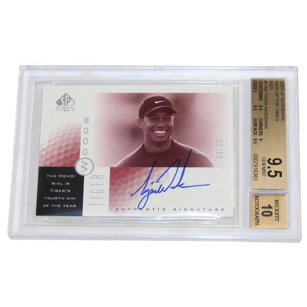 Tiger Woods Signed 2001 SP Sign of Times RED Rookie Card 09/66 9.5 GEM MINT 10 Auto BGS - Wow!