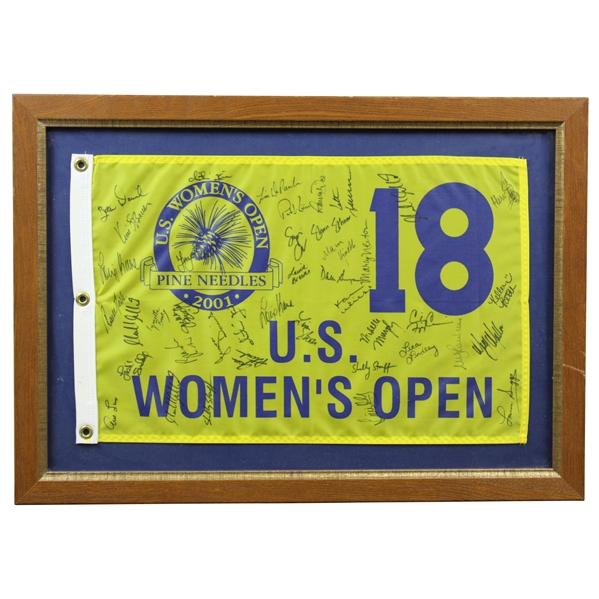 Multi-Signed 2001 US Womens Open at Pine Needles Flag - Framed JSA ALOA