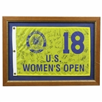 Multi-Signed 2001 US Womens Open at Pine Needles Flag - Framed JSA ALOA