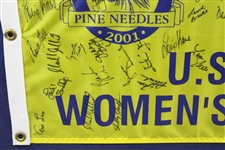 Multi-Signed 2001 US Women's Open at Pine Needles Flag - Framed JSA ALOA