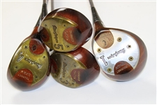 Set of MacGregor Tourney 1-3-4-5 DX2W Woods with Leather Grips & Headcovers #4H5666E