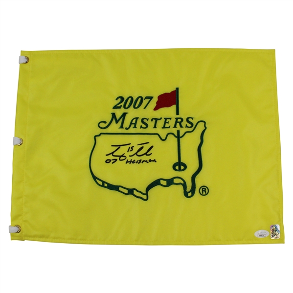 Tim Tebow Signed 2007 Masters Embroidered Flag with 07 Heisman Inscription JSA #RR68110