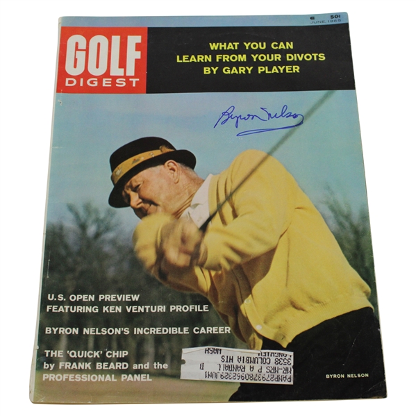 Byron Nelson Signed 1965 Golf Digest Magazine - June JSA ALOA