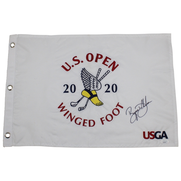 Champion Bryson Dechambeau Signed 2020 US Open at Winged Foot Embroidered Flag JSA #QQ22973