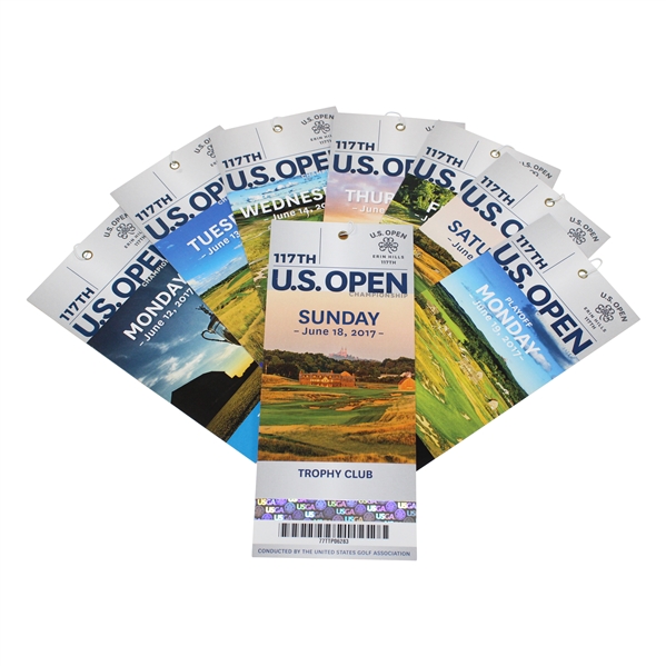 2017 US Open at Erin Hills Full Ticket Set - Mon-Playoff - Koepka Win - 8 Tickets
