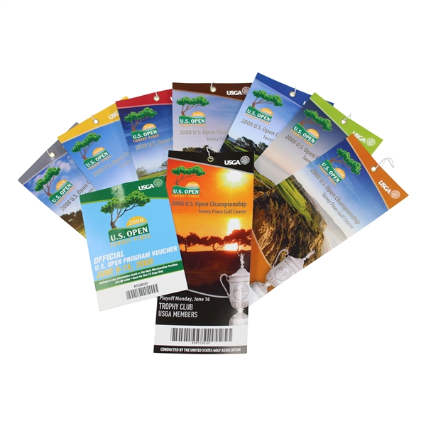 2008 US Open at Torrey Pines Full Ticket Set - Mon-Playoff + Program Voucher - Tiger Win!