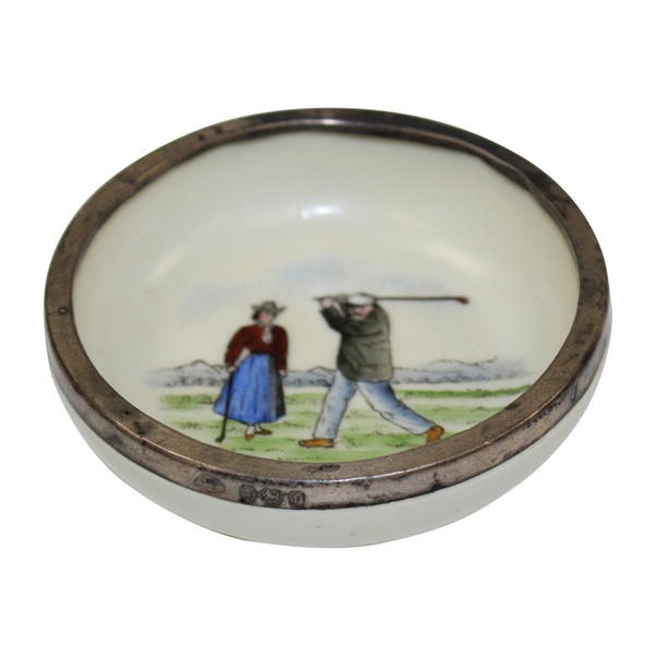 Very Small Sterling Silver Rimmed 8 Aug. 1907 Stonehaven 10th Green Dish