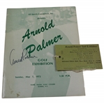Arnold Palmer Signed 1972 Arnold Palmer Golf Exhibition Program With Ticket JSA ALOA