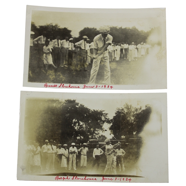 Two (2) Ralph & Russell Stonehouse Original 1934 Photos - Hit First Shot in Masters History