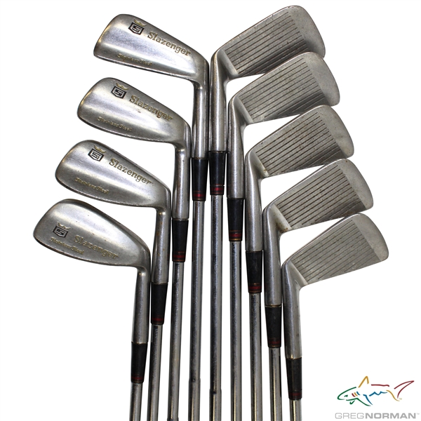 Greg Normans Personal Used Set of Slazenger Stainless Steel Irons 2-PW