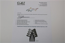 Greg Norman's Personal Used Set of Slazenger Stainless Steel Irons 2-PW