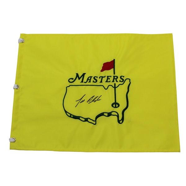 Lee Elder Signed Undated Masters Tournament Embroidered Flag JSA ALOA