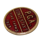 1928 PGA Championship at Baltimore CC Five Farms Course Contestant Badge - Leo Diegel Winner - Rare