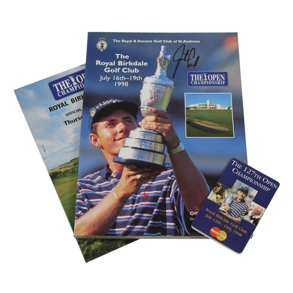 Justin Leonard Signed 1998 OPEN Championship at Royal Birkdale Program with Pair Sheet JSA ALOA