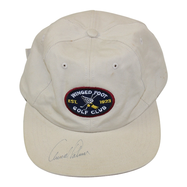 Arnold Palmer Signed 2001 Winged Foot Est. 1923 Circle Patch Logo Hat JSA ALOA