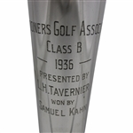 1936 Stationers Golf Association Class B Trophy Won by Samuel Kahn - Presented by L.H. Tavernier