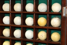 Forty-Eight (48) Dimple & Mesh Pattern Golf Balls in Wood Display Case