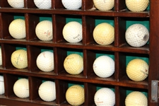 Forty-Eight (48) Dimple & Mesh Pattern Golf Balls in Wood Display Case