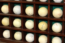 Forty-Eight (48) Dimple & Mesh Pattern Golf Balls in Wood Display Case