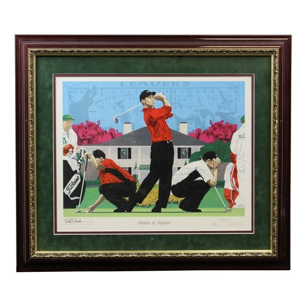 Tiger Woods Masters of Augusta Rick Rush Ltd Ed Clubhouse Print #1584/2000 - Framed