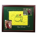 Tiger Woods Signed Ltd Ed 2001 Masters Embroidered Flag UDA #BAH95129 #128/250 - Framed