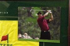 Tiger Woods Signed Ltd Ed 2001 Masters Embroidered Flag UDA #BAH95129 #128/250 - Framed
